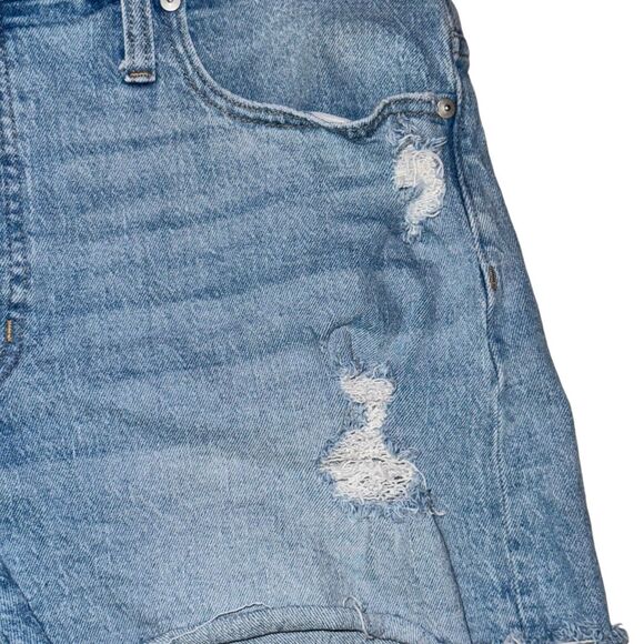 Madewell The Perfect Jean Short Women's Sz 33 Fiore Wash Blue Raw Hem Distressed - Picture 2 of 7